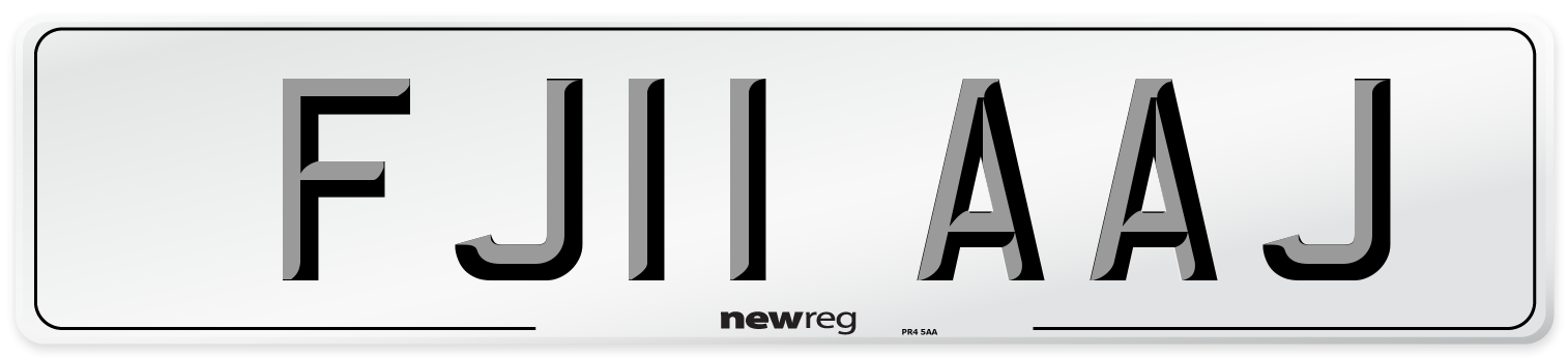 FJ11 AAJ Number Plate from New Reg